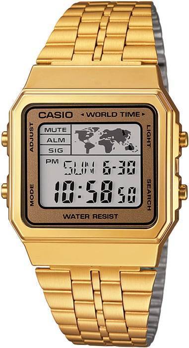 Casio A500WGA-9DF altın dijital saat, LED ekranlı retro tasarım