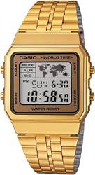 Casio A500WGA-9DF altın dijital saat, LED ekranlı retro tasarım