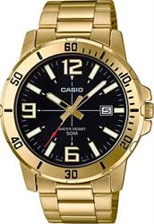 Casio MTP-VD01G-1BVUDF altın erkek saat, siyah kadranlı klasik model