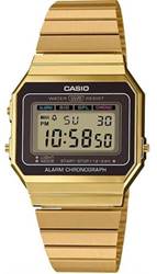 Casio A700WG-9ADF altın kaplama dijital saat, metal bilezikli şık tasarım