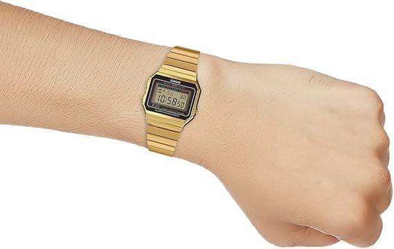 Casio A700WG-9ADF vintage stil altın dijital saat, kronometre fonksiyonlu