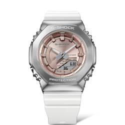 Casio GM-S2100WS-7ADR sekizgen kasa G-Shock saat beyaz kayış