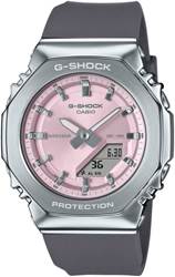 Casio GM-S2110-4ADR sekizgen metal çerçeveli G-Shock saat pembe kadran