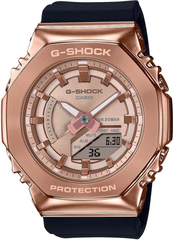 Casio GM-S2100PG-1A4DR rose-gold sekizgen G-Shock saat siyah kayış
