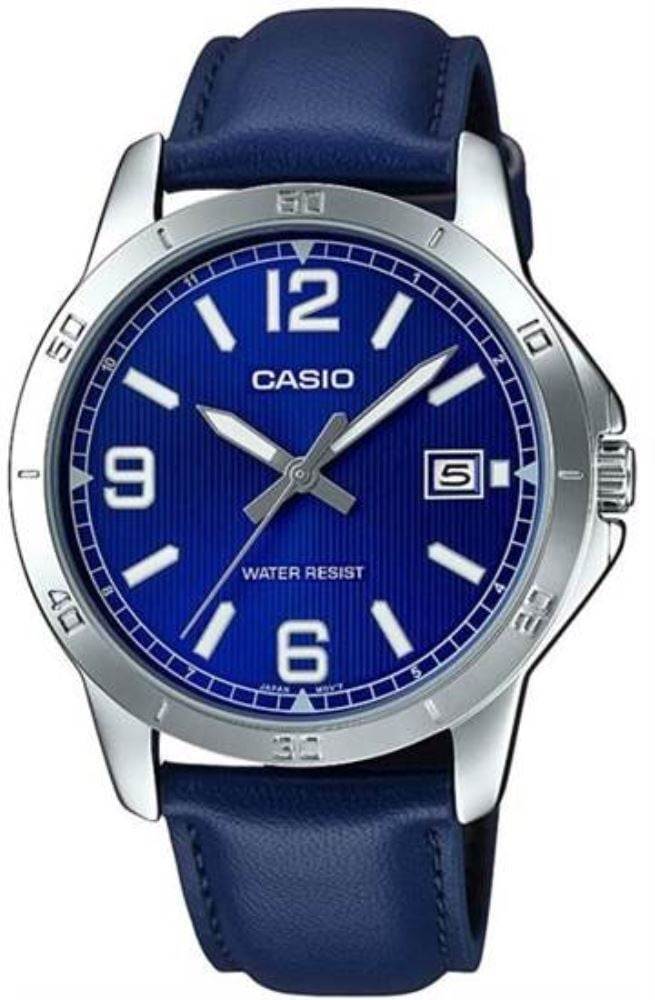 Casio MTP-V004L-2BUDF mavi deri kayışlı erkek kol saati