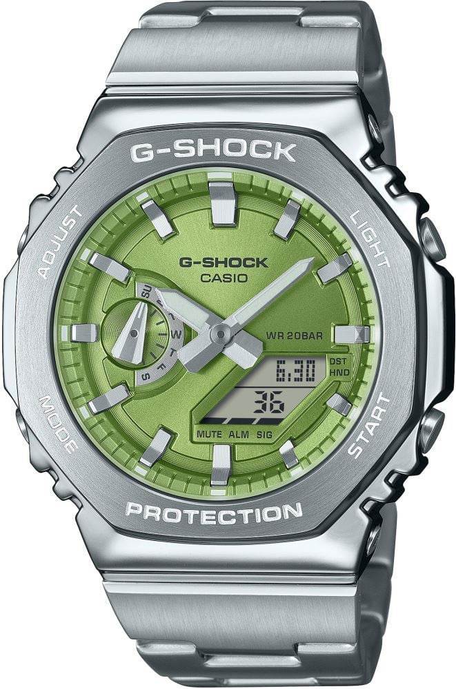 Casio GM-2110D-3ADR metal bezelli G-Shock saat