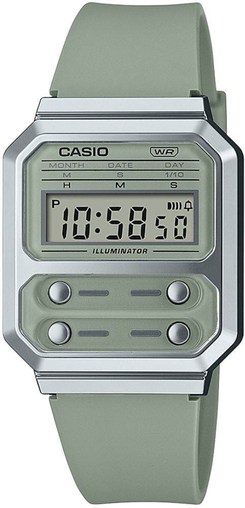 Casio A100WEF-3ADF yeşil silikon kordonlu unisex dijital saat