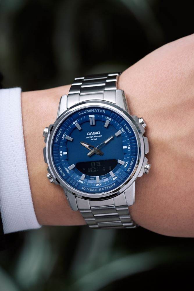 Casio AMW-880D-2A1VDF mavi detaylı analog dijital erkek saat