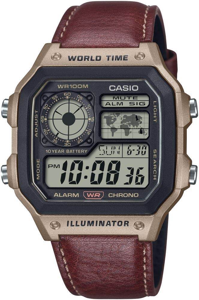Casio AE-1200WHL-5AVDF deri kayışlı erkek kol saati