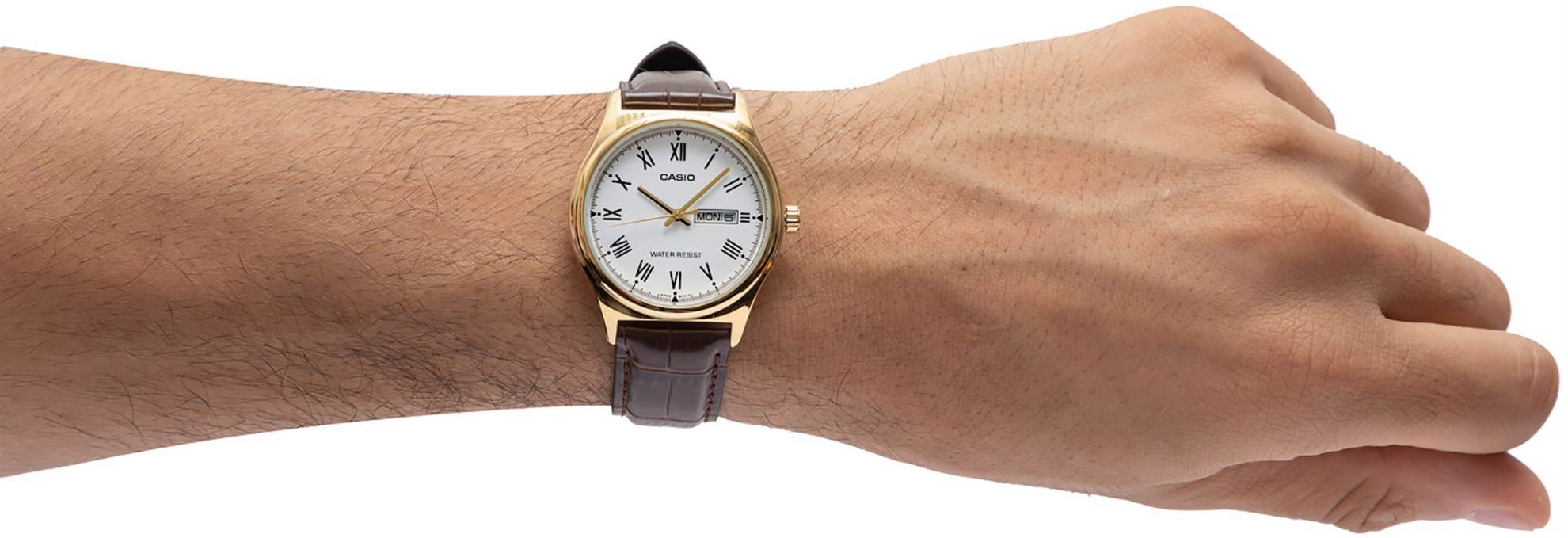 Casio MTP-V006GL-7BUDF altın-ton çelik bilezikli unisex kol saati